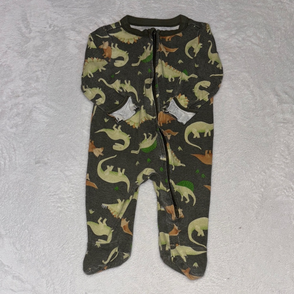 (2 for $10)old navy 3-6 month Dinosaur Print Kids One Piece footie/ sleeper zip
